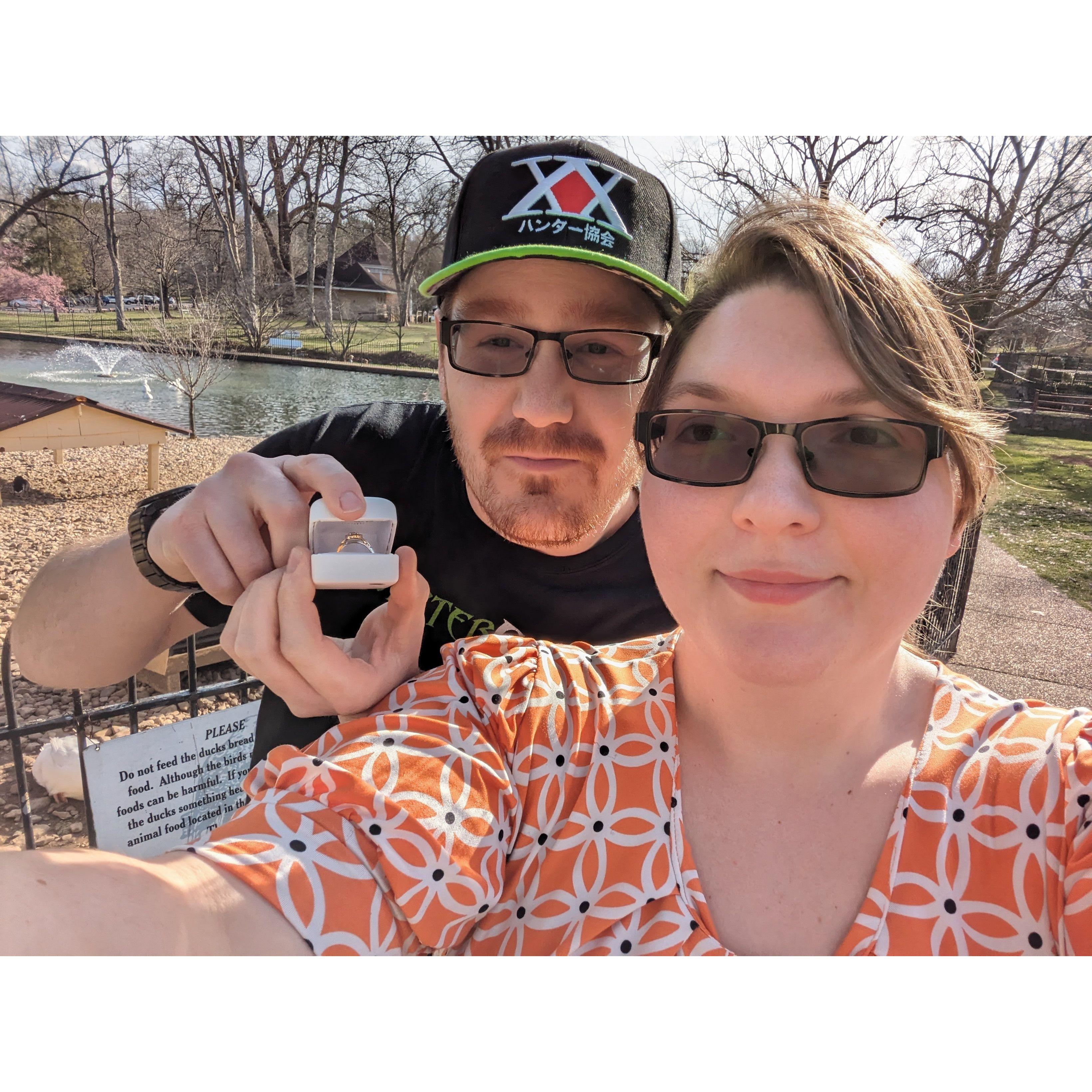 This was the picture we were taking right as he proposed!