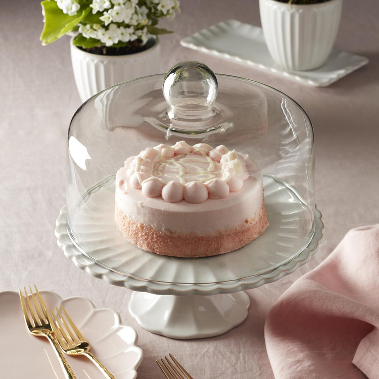 Lenox, French Perle Scallop Cake Plate with Dome | Zola