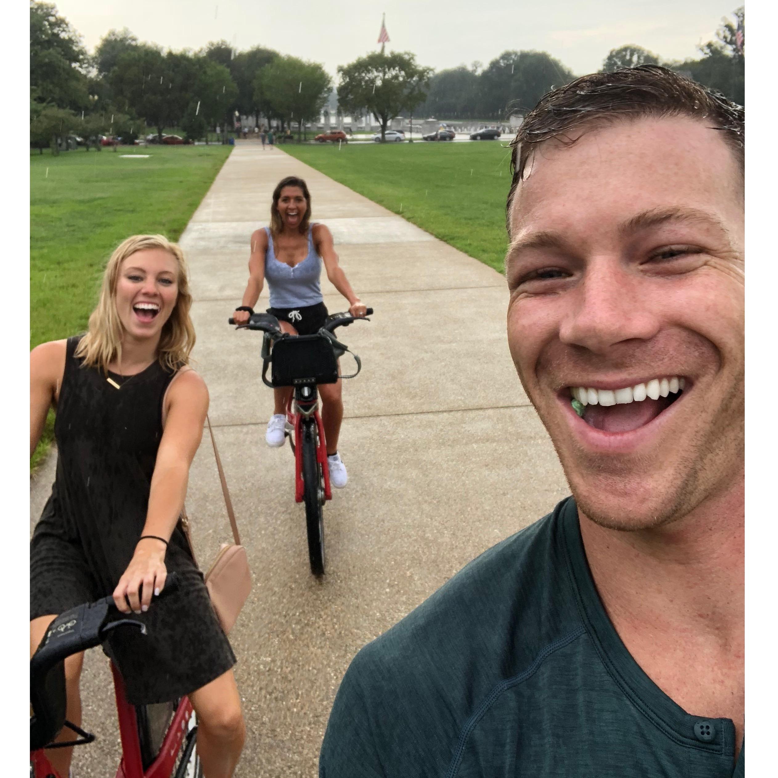We went on a bike ride in DC with Allysa and it started pouring rain! We had a great time anyway.