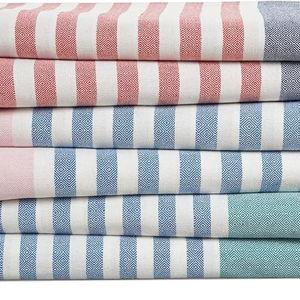LANE LINEN Beach Towels 6 Pack, Bulk Beach Towels Oversized, Pool Towels for Adults, Pre-Washed, Sand Free Beach Towel, Fast Drying Beach Towel, 39"x71" - Diamond Multi Stripe