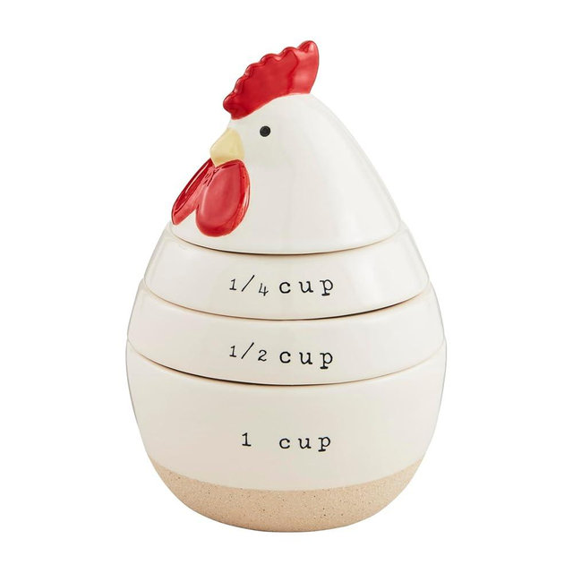 Mud Pie Chicken Measuring Cup Set; 4 1/2" x 4" dia