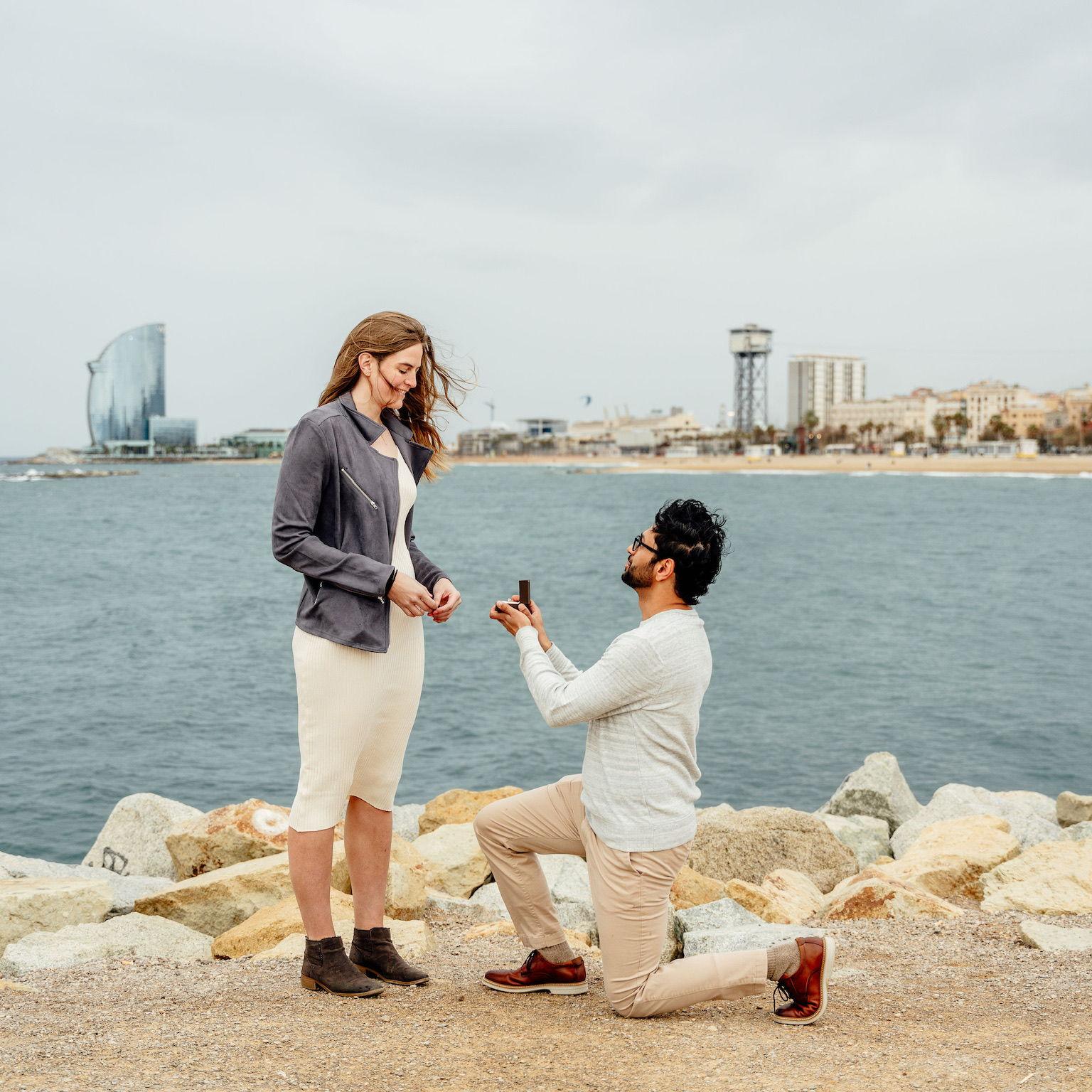 Vishy proposed on the Barceloneta Beach!