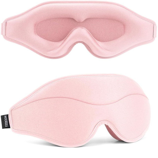 MOEASEii Sleep Mask - Total Blackout 3D Sleeping Mask, Super Lightweight & Silky Soft Eye Mask for Sleeping, Fully Adjustable Fit for Home, Office, Traveling, Meditation, Yoga, Pink, Mothers Day Gifts
