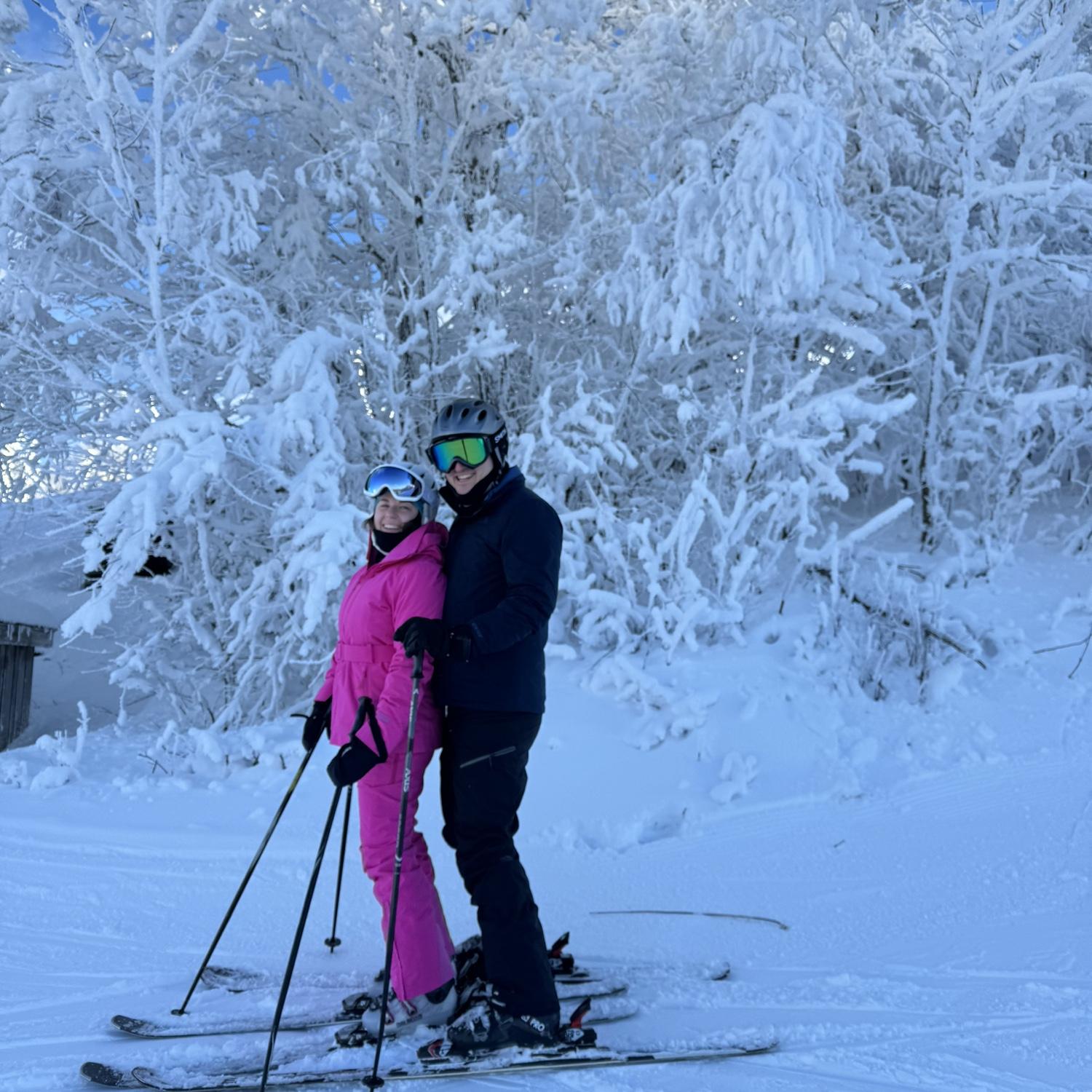 First ski day of the 2024 season at Hunter Mountain in the Catskills. And the debut of Hannah’s Barbie pink ski set 💕