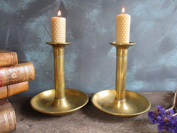 French brass vintage candleholders