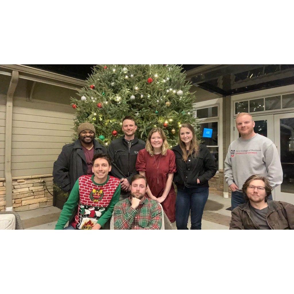 Celebrating christmas with friends at church