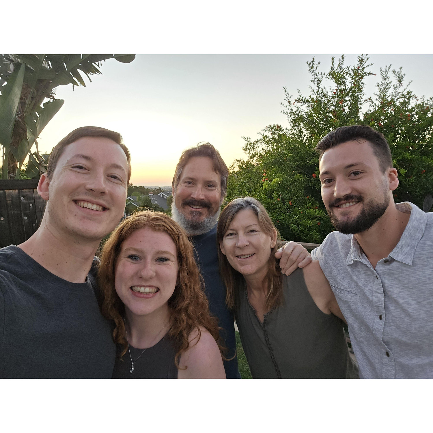 In June 2024, we visited San Diego together - our first trip together! - so that Ally and my family could all meet each other. This is from my parents' deck in the backyard!