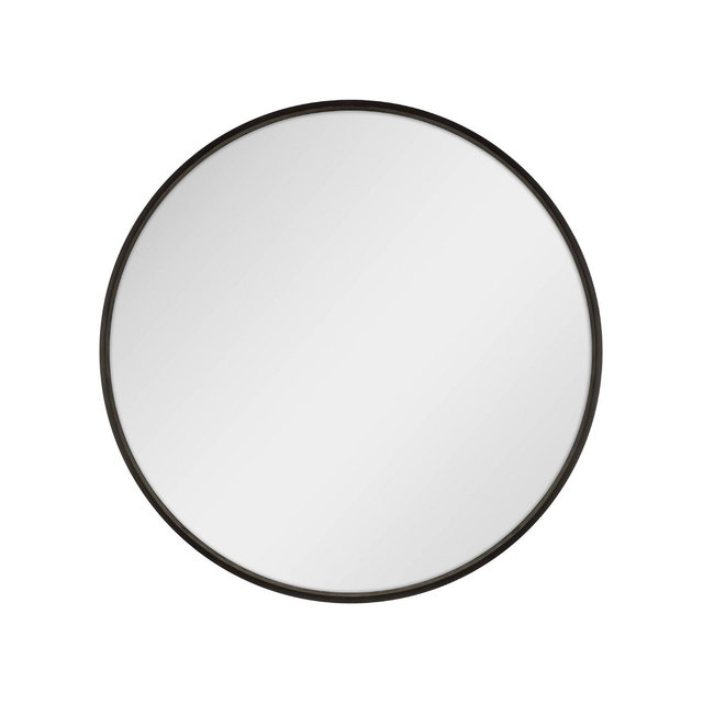 Master & Co. 34" Round Woodgrain Mirror Black