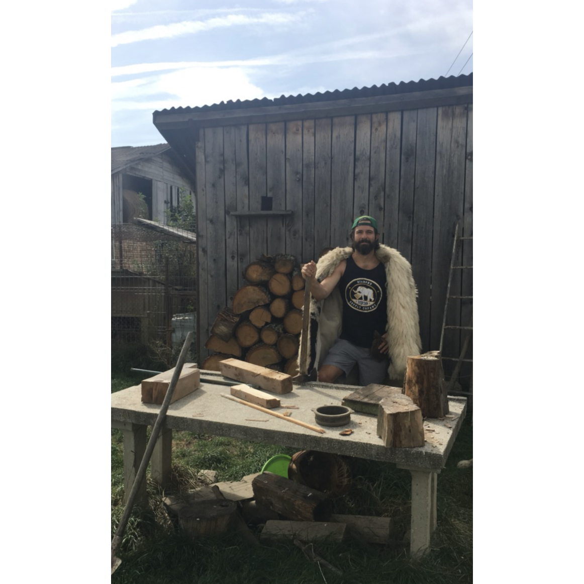 Patrick really got into the rural lifestyle in Romania... he was trying to impress Iustina's family here.