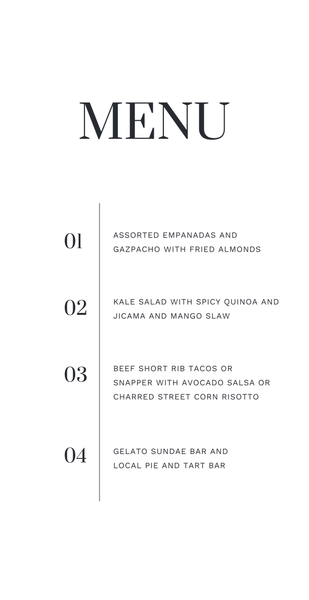 Zola Wedding Menus - Eugene