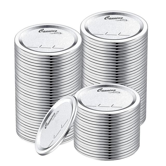 100-Count [Wide Mouth] Canning Lids for Ball, Kerr Jars - Split-Type Metal Mason Jar Lids for Canning - Food Grade Material, 100% Fit & Airtight for Regular Mouth Jars (86mm Wide Mouth（100 Lids）)