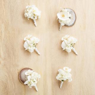 Pure Love Faux Boutonniere, Set of 6