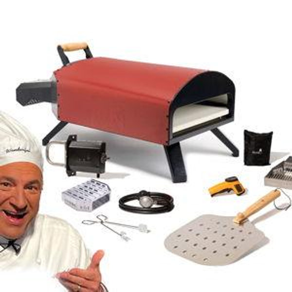 Bertello 12" SimulFIRE Outdoor Pizza Oven Bundle (Brick Red)