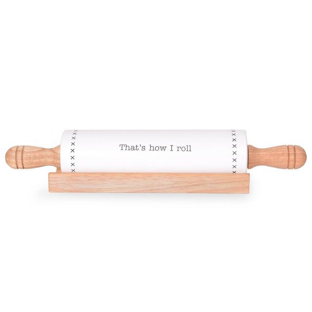 Mud PieCeramic Rolling Pin with Wood Base