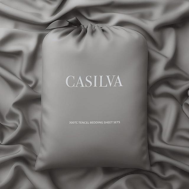 CASILVA Eucalyptus Sheets - Infused with Silver for Anti-Odor, Softer Than Silk Fibers, More Cooling Than Cotton - Perfect for Hot Sleepers & Sensitive Skin - 100% Tencel Lyocell - King Sheet Set