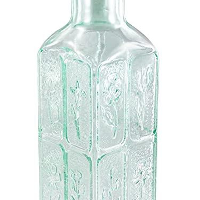 Grant Howard Flowers Bouquet Embossed Glass Square Oil and Vinegar Cruet with Pourer, 16 oz