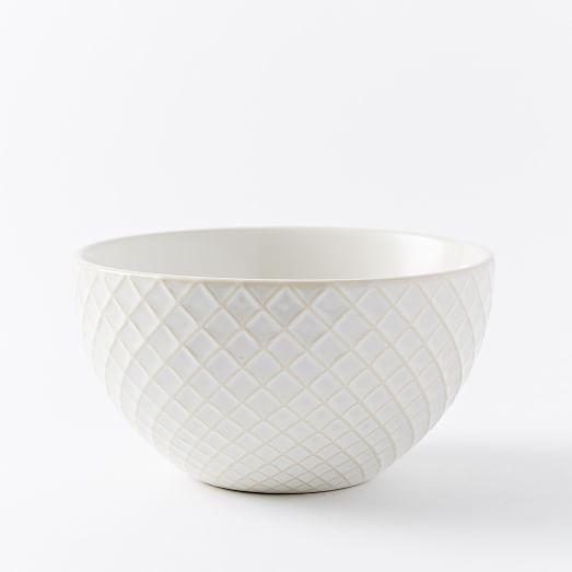 Textured Bowls (Set of 4) - White (Grid)