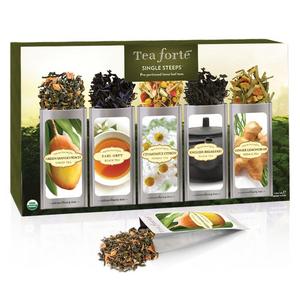 Tea Forté SINGLE STEEPS Classic Sampler Loose Leaf Tea Sampler, Assorted Variety Tea Box, 15 Single Serve Pouches – Green Tea, Herbal Tea, Black Tea