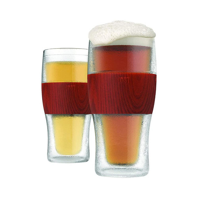 HOST FREEZE Cooling Cups (set of 2) in Wood Beer Chilling Drinkware