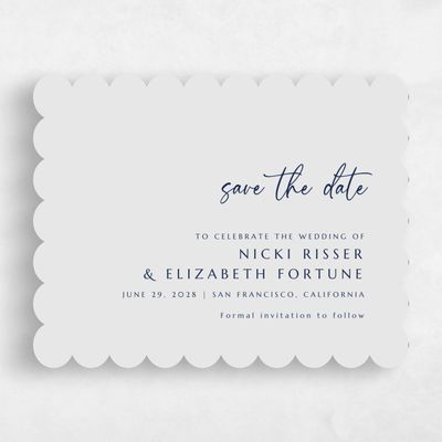 Grey Scalloped Wedding Save the Date - Mondelli Landscape