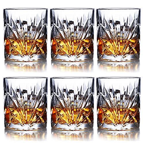 Whiskey Glasses Set of 6-10oz Premium Lead Free Crystal Whiskey Glass, Rock Style Old Fashioned Glass For Drinking Scotch, Bourbon, Cognac, Irish Whisky and Old Fashioned Cocktails