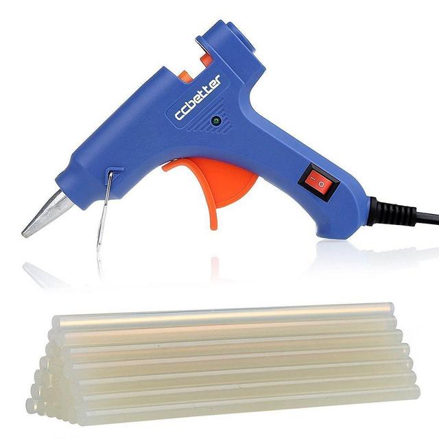 CCbetter Mini Hot Melt Glue Gun with 25pcs Glue Sticks High Temperature Melting Glue Gun Kit Flexible Trigger for DIY Small Craft Projects&Sealing and Quick Repairs(20-watt, Blue)