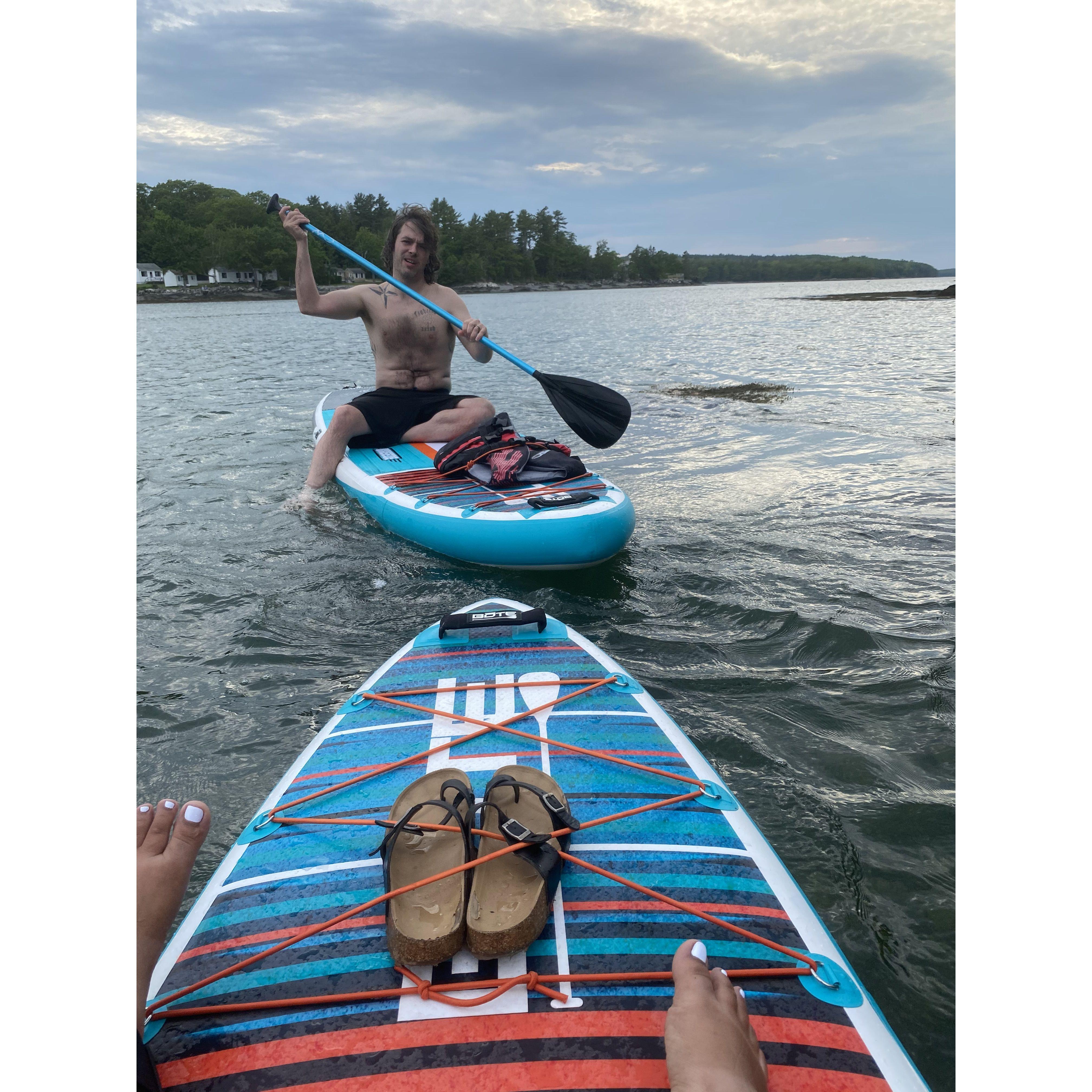 We took out the paddle boards! Karina had a big smile on her face as we paddled out into the water. She made me laugh so much because she was so cautious to go too far out and "get lost in the ocean"