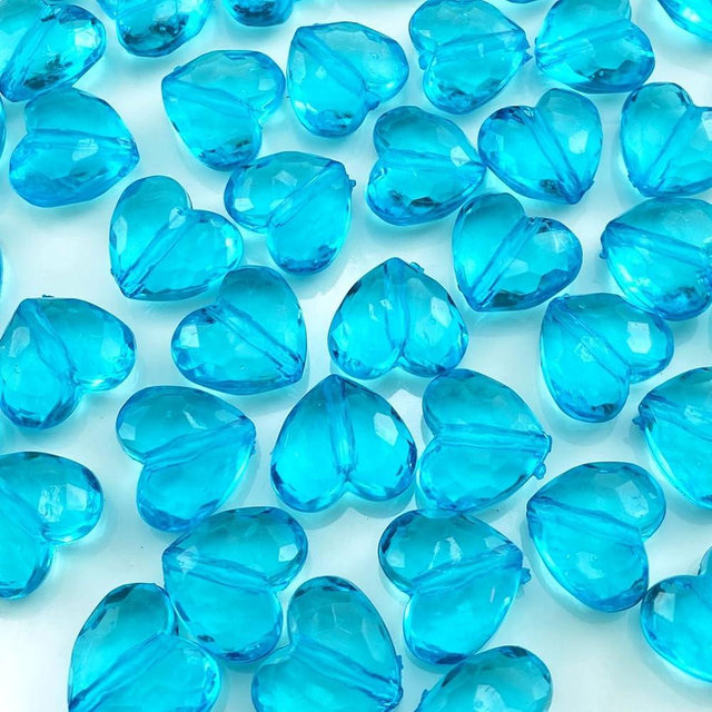 Tingoons 50 Pcs 18x16mm Acrylic Heart Shape Beads Clear Colorful Craft Beads with Hole Spacer Beads for Home Decoration DIY Craft Making Jewelry Making Bracelet Necklace Earrings(Deep Lake Blue)