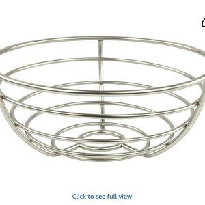 Spectrum Diversified Euro Fruit Bowl & Produce Basket Modern Countertop Food Storage for Fruits & Vegetables, Sleek Design with Sturdy Steel Construction,Silver
