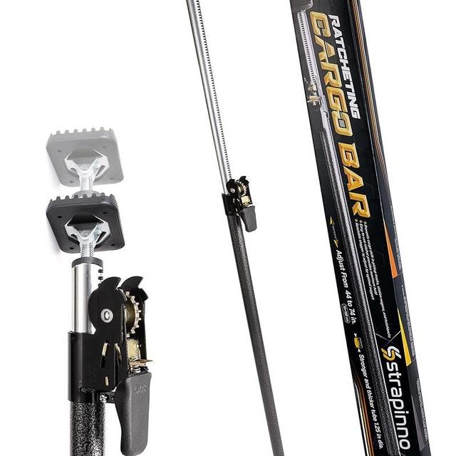 Strapinno Ratcheting Adjustable Cargo Divider, 44'-74', Strong 1.25" Tube Steel for Pickup Trucks