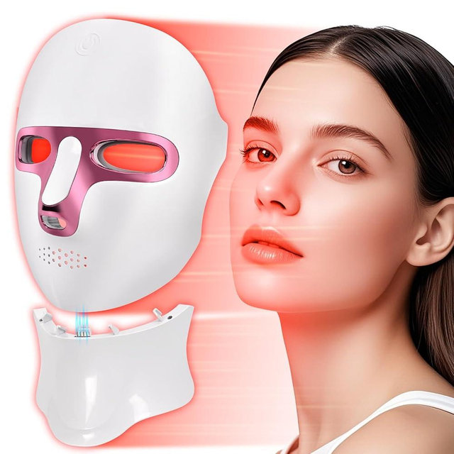GANOEL Red Light Therapy Mask & Neck – 7-Color LED Face & Neck Light Therapy, Cordless & Rechargeable, Ergonomic Design, Portable Skincare Set for Anti-Aging, Skin Brightening, and Rejuvenation