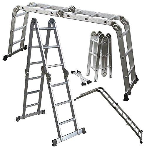 OxGord Dual Height Aluminum Folding Ladder, 330 lb. Capacity