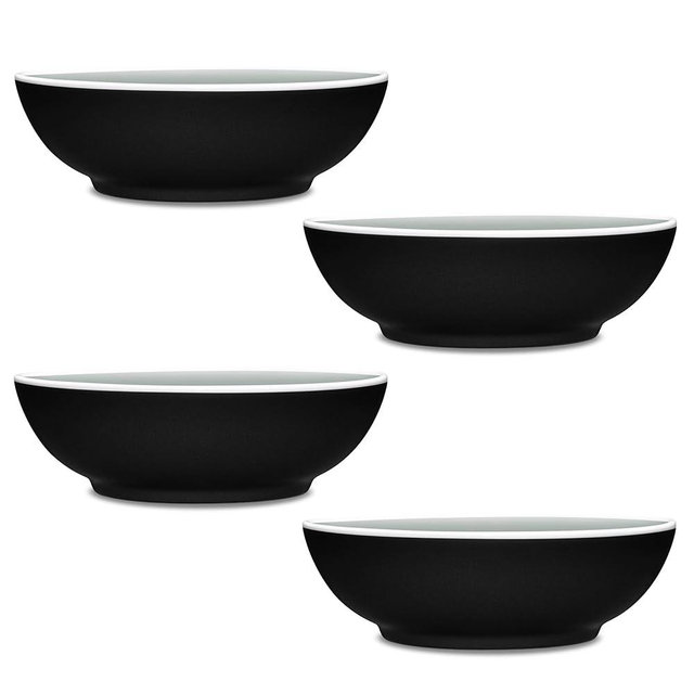 Noritake ColorTrio Graphite Set of 4 Coupe Cereal Bowls, 7", 27 oz.