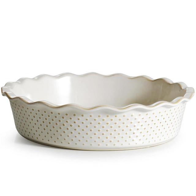 getstar Ceramic Pie Pan, Pie Dish for Baking, Non-Stick, Oven & Dishwasher Safe, Farmhouse Quiche Baking Dish, Pie Plate, Deep Dish Pie Pan
