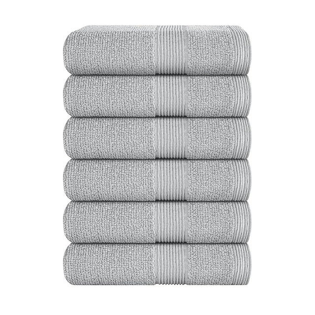 Belizzi Home Ultra Soft 6-Piece Hand Towel Set 16x28-100% Ringspun Cotton - Durable & Highly Absorbent Hand Towels - Ideal for use in Bathroom, Kitchen, Gym, Spa & General Cleaning - Light Grey