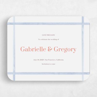 Blue Rounded Wedding Save the Date - Harbor Landscape