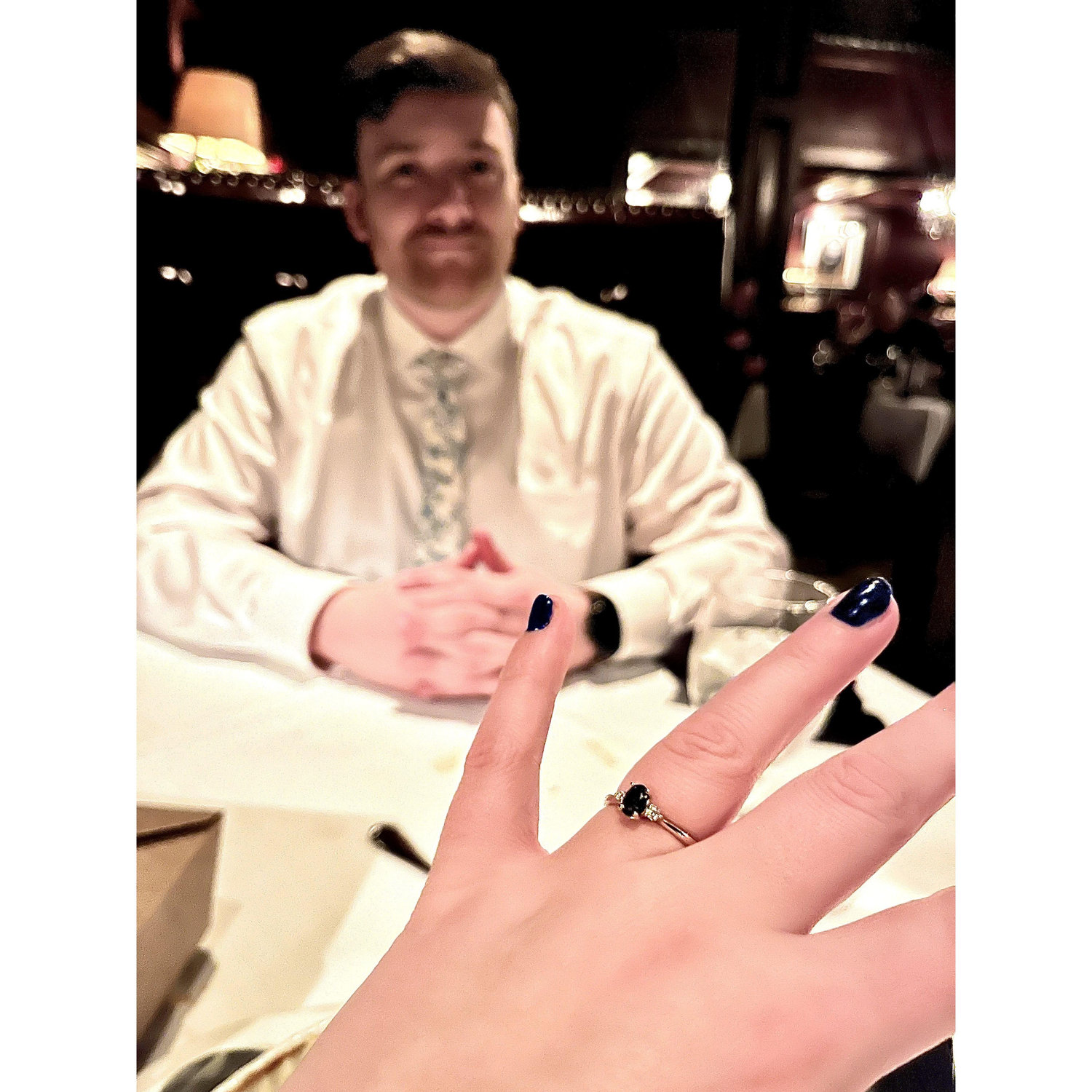 Out for dinner after peter proposed
