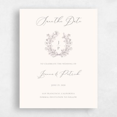 Beige Wedding Save the Date - Abelli Portrait