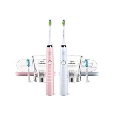 Philips Sonicare Diamond Clean Rechargeable Toothbrush for complete oral care 2-pack Handles Pink/White Edition