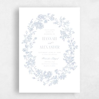 Sweet Blue Wedding Invitation - Treviso Wreath