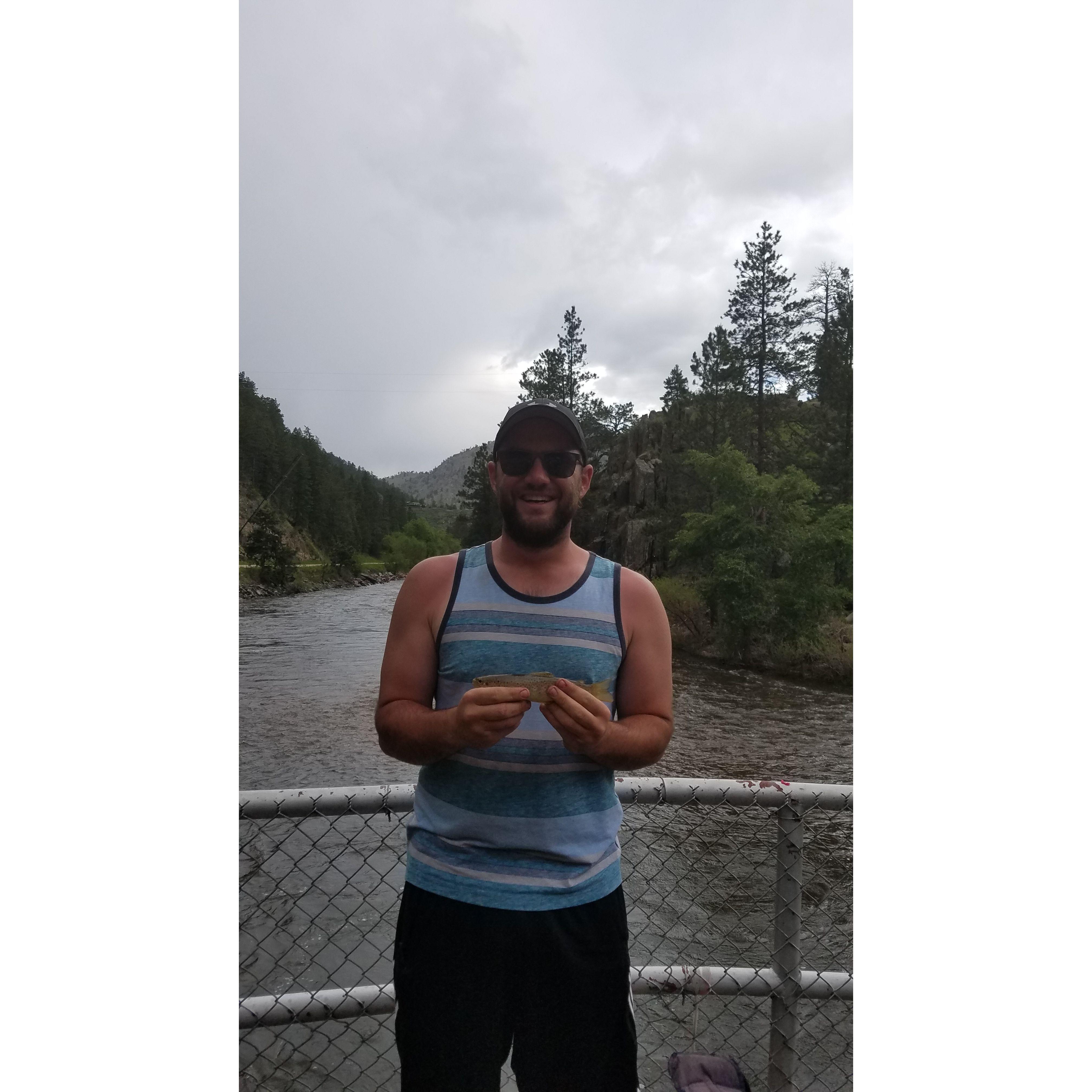 Shaun's first fish he caught on our first fishing trip.