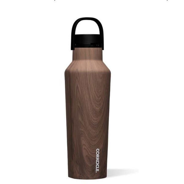 Corkcicle Sport Canteen - Keeps Drinks Cold 25 Hours - Stainless Steel Water Bottle - Triple-Insulated - Spill-Proof - Summer Drinkware Gift - Keeps Drinks Ice Cold - 20 oz - Walnut Wood