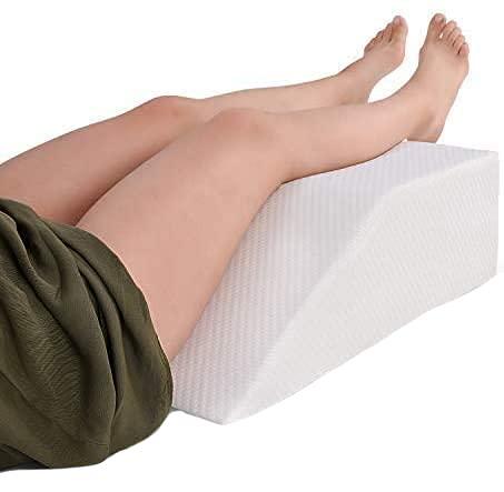 Leg Elevation Pillow with Memory Foam - Elevated Leg Rest to Reduce Swelling, Provide Plantar Fasciitis Relief, and Reduce Leg Pain - Ideal for Sleeping - Postpartum Comfort - Washable Cover - 8in