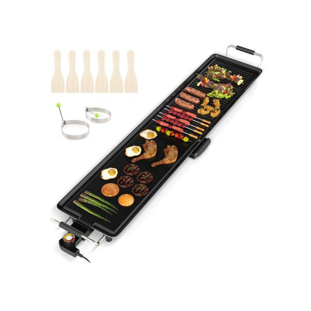 Slickblue Extra Large Electric Griddle with 2 Cooking Surface and Adjustable Temperatures