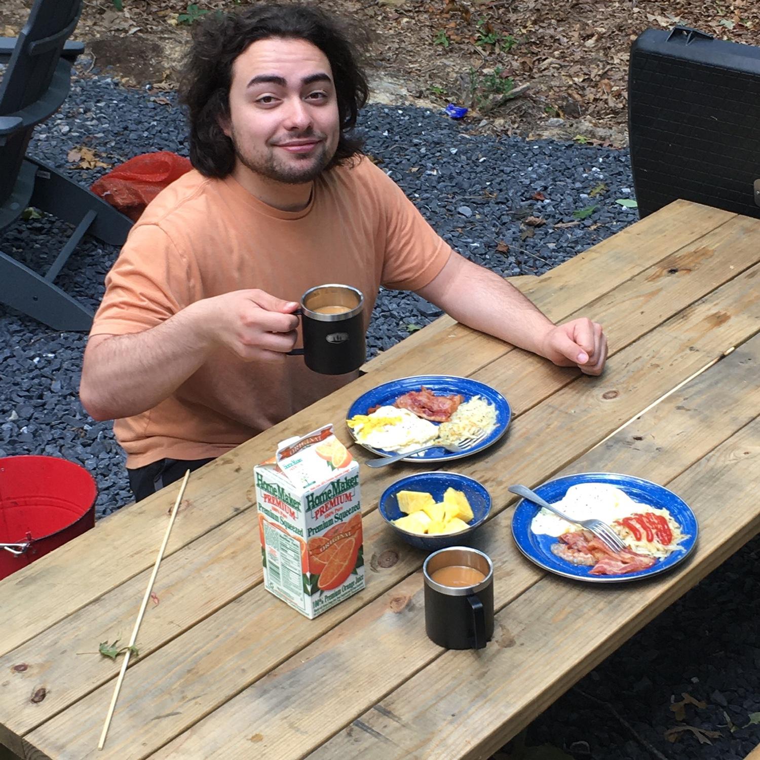 Breakfast at the cabin in Virginia