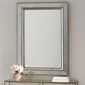 Marlena Antique Mirror Rectangle - Brushed Silver