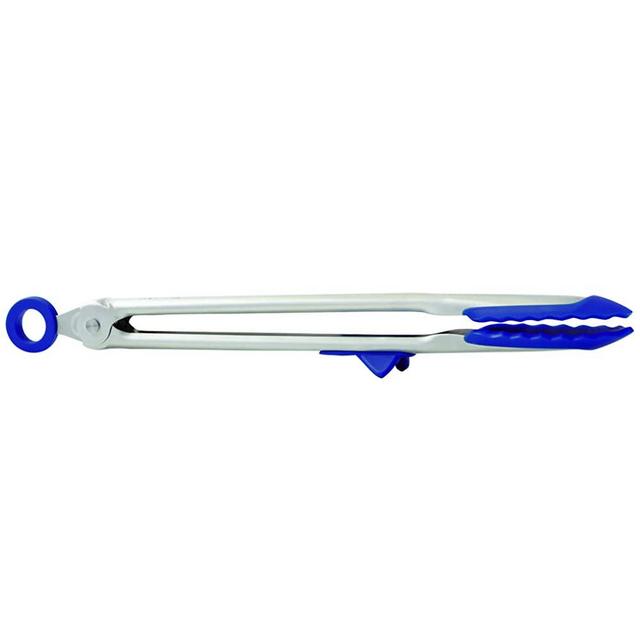 Tovolo Top Grip Kitchen Tongs Easy Locking Mechanism, Cooking Utensil With Resting Foot, Heat-Resistant & BPA-Free Silicone Tips, Deep Indigo