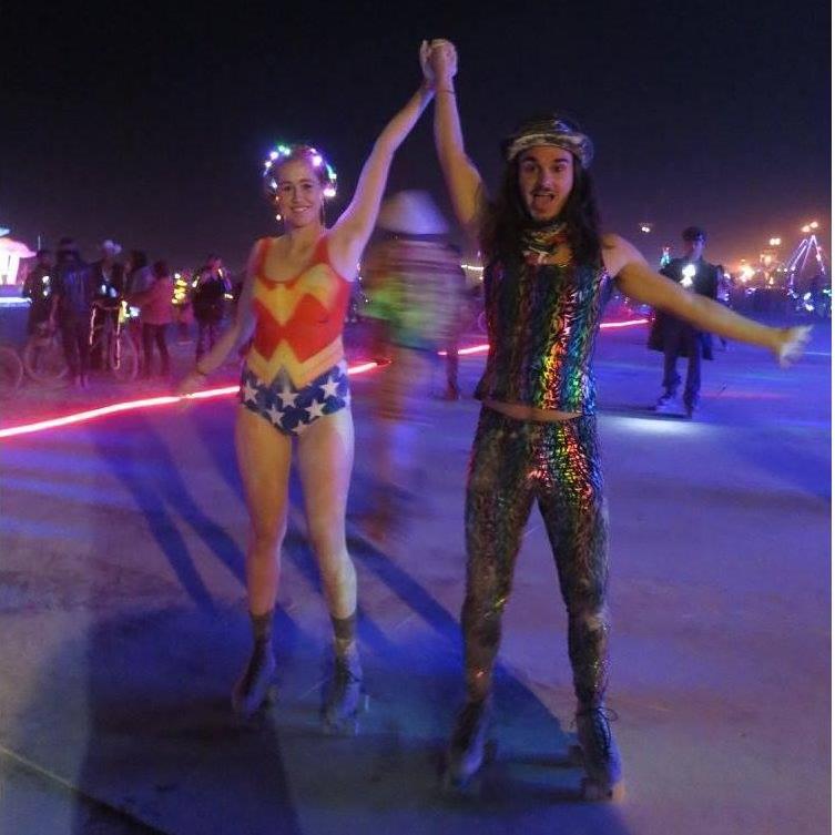 Roller skating in Black Rock City.