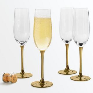 Martha Stewart Collection - Gold Stem Champagne Glass, Set of 4