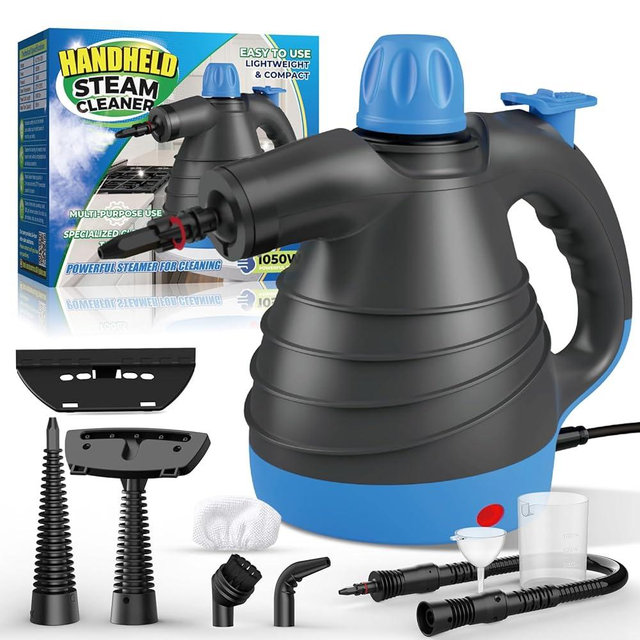 Handheld Steam Cleaner, 275°F High-Temperature Fast Heating Multi-Purpose Portable Deep Steam Cleaner for All Surfaces With 9pcs Accessories, 100%Chemical-Free Steamer for Cleaning Home, Car and Grout